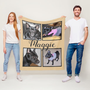 4 Foto's Beige Fleece Dog Blanket Deken