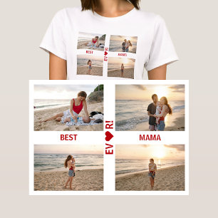 4 Foto's Beste Mama Ooit Hart Fotocollage Mam T-shirt