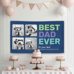 4 Foto's Beste Papa Ooit - Whimsische Groetkaart Spandoek