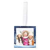 4 foto's Blue Night Sky Sneeuwval Vrolijk Kerstfee Kubus Ornament (Voorkant)