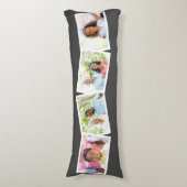 4 Foto's Collage familienaam & aangepaste tekst - Lichaamskussen (Voorkant Verticaal)