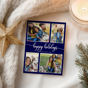 4 foto's collage prettig kerstfeest modern donkerb briefkaart