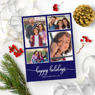 4 foto's collage prettig kerstfeest modern donkerb briefkaart