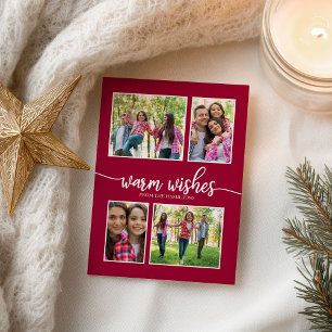 4 foto's collage warme wensen eenvoudige kerst briefkaart