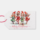 4 foto's kerst elven cadeaulabel (Achterkant Horizontaal)