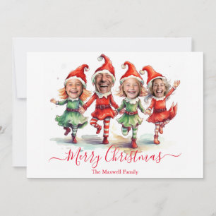 4 foto's kerst elven feestdagenkaart