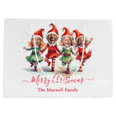 4 foto's kerst elven groot cadeauzakje (Achterkant)