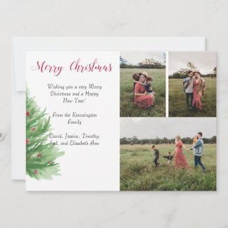 4 foto's Kerstboomkaart & Ruimte voor Tekst Aankondiging
