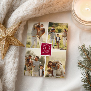 4 Foto's Koulage Warm Wishes kerstmonogram Briefkaart