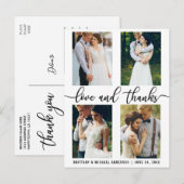 4 Foto's Modern Trouwliefde en Dankbaarheid Script Briefkaart (Voorkant / Achterkant)