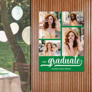 4 foto's op groen Afstuderen Poster