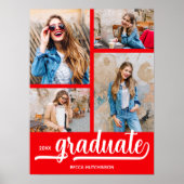 4 foto's op rood Afstuderen Poster (Voorkant)