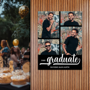 4 foto's op zwart Afstuderen Poster