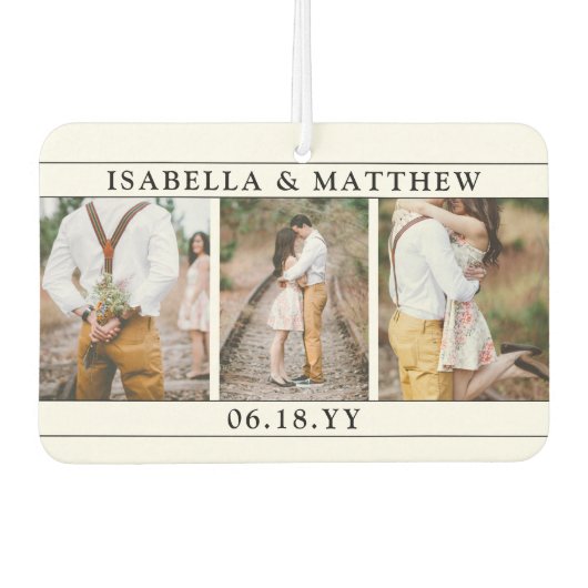 4 Foto's Trouwcollage Modern Zwart & Wit Hart Luchtverfrisser (Voorkant)