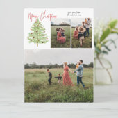 4 Foto's Watercolor Kerstkaart (Staand voorkant)