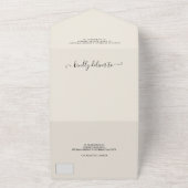 4 foto's zwart ivoor modern schrift trouwen all in one uitnodiging (Buitenkant)