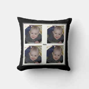 4 Fotosjabloon Baby Boy Kinder Zwarte Geschenkworp Kussen