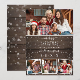 4 Fotosneeuw en hout — kerst met fijne kerst Kaart