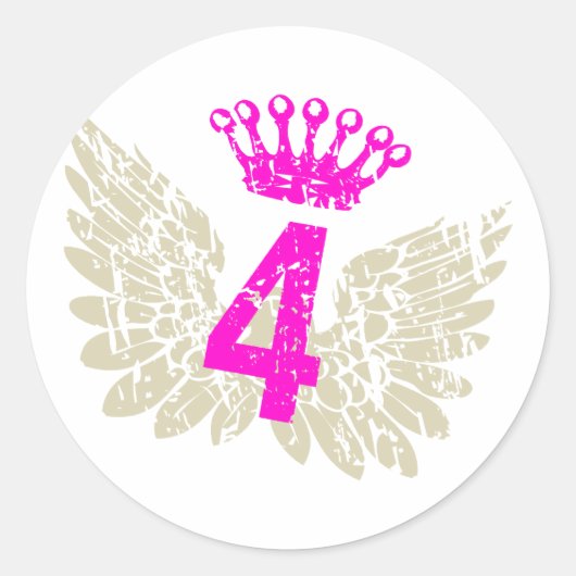 #4 Frambozenvleugels Ronde Sticker (Voorkant)