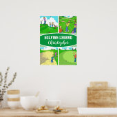4 Funny Golfers Golfing-Cartoons voor een Golf Leg Poster (Keuken)