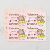 4 Funny Singe Top Banana Valentines Cartes (Devant / Derrière)