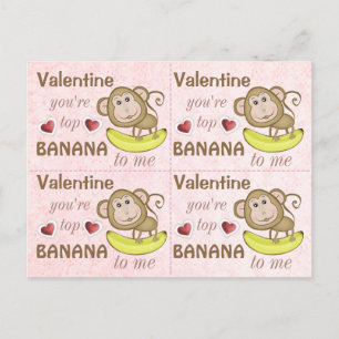 4 Funy Monkey Top Banana Valentijnse kaarten Feestdagenkaart