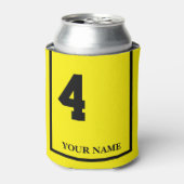 4 Geel met Zwart Paard Zadel Deken Custom Blikjeskoeler (Blikje Voorkant)