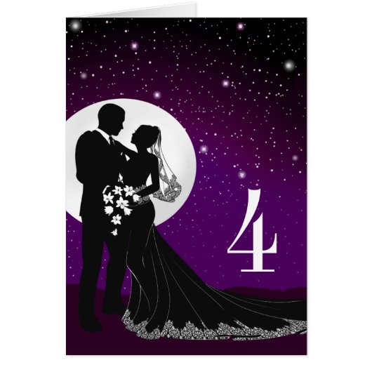 4 Geschakelde Avond Moonlit Wedding Place Card (Voorkant)