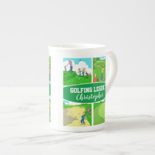 4 Golf-Cartoons voor een Golfend Legend design Porselein Kop