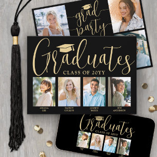 4 Grads Foto's Gezamenlijk Afstudeerfeest Zwart &  Kaart