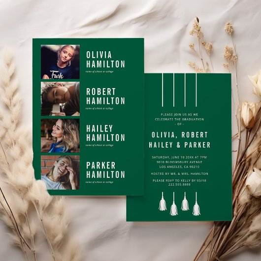 4 Grads Joint Graduation Party Invitation