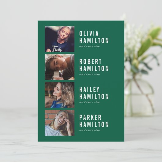 4 Grads Joint Graduation Party Invitation (Debout devant)