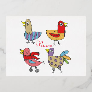 4 Grappige Vogels Thunder_Cove Folie Feestdagen Briefkaart