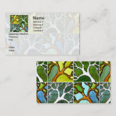 4 Hand Carved Trees in Waterverf en Pen & inkt Visitekaartje (Voorkant / Achterkant)