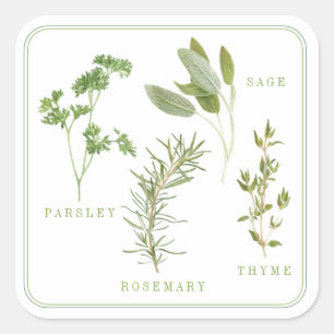 4 HERBES FRAÎCHES Stickers grand Carré