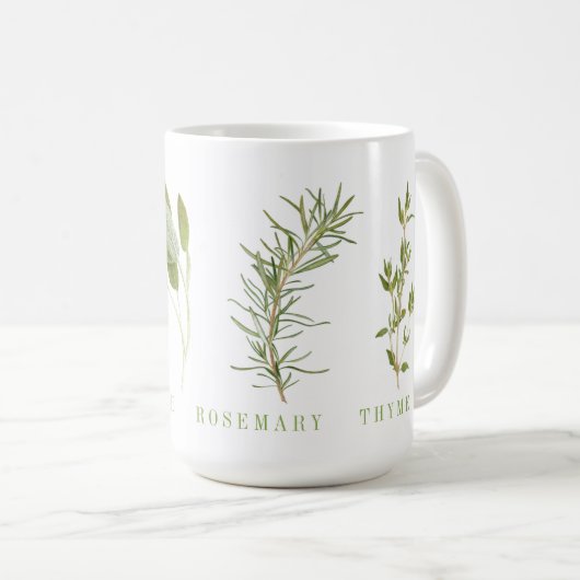 4 HERBES FRAÎCHES Tall White Mug (Devant droit)