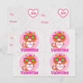 4 Hipster Cool Cat Valentines Cartes (Devant / Derrière)