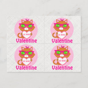 4 Hipster Cool Cat Valentines Cartes