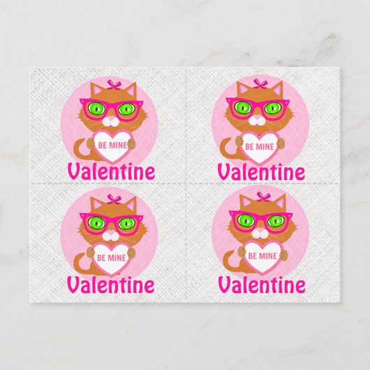 4 Hipster Cool Cat Valentines Cartes (Devant)