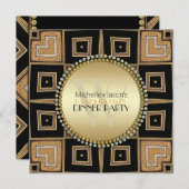 4 Hoeken van Liefde Zwarte Goud Art Deco Dinnerfee Kaart (Voorkant / Achterkant)