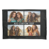 4 Horizontaal fotocollage met één tekstregel Kussensloop (Voorkant)