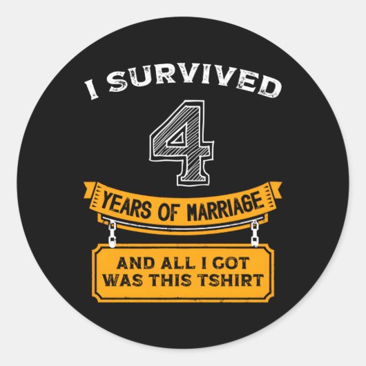 4 jaar bruiloft Jubileum man 1 jaar Ronde Sticker (Voorkant)