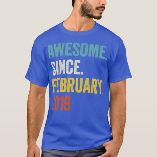 4 jaar Geweldige sinds februari 2019 4e verjaardag T-shirt