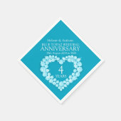 4 jaar jubileum topaz hart aangepaste servetten (Hoek)