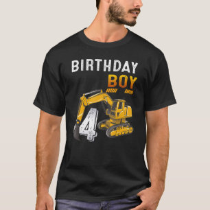 4 Jaar Oud 4e Verjaardag Bouw Voertuig Excav T-shirt