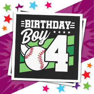 4 Jaar Oud Baseball Party Thema 4e Verjaardag Jong Servet