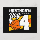 4 Jaar Oud Basketbal Party Thema 4e Verjaardag Jon Briefkaart (Voorkant)