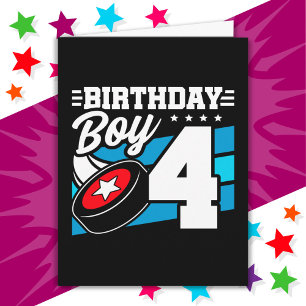 4 Jaar Oud Hockey Party Thema 4e Verjaardag Jongen Kaart
