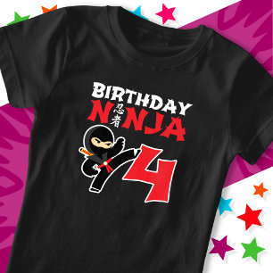 4 Jaar Oud Karate Ninja Party Kinder 4e Verjaardag T-shirt