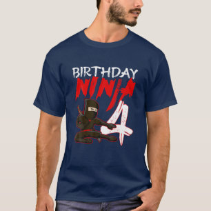 4 jaar oud Kinder Ninja Birthday Party Thema T-shirt